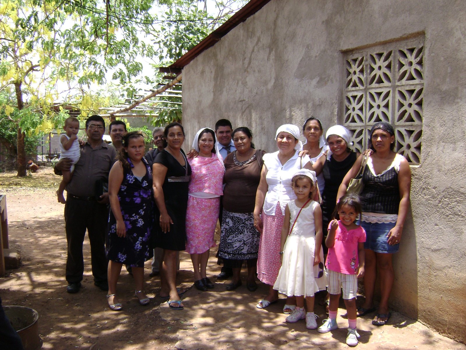 Families and church members gathered in Nicaragua